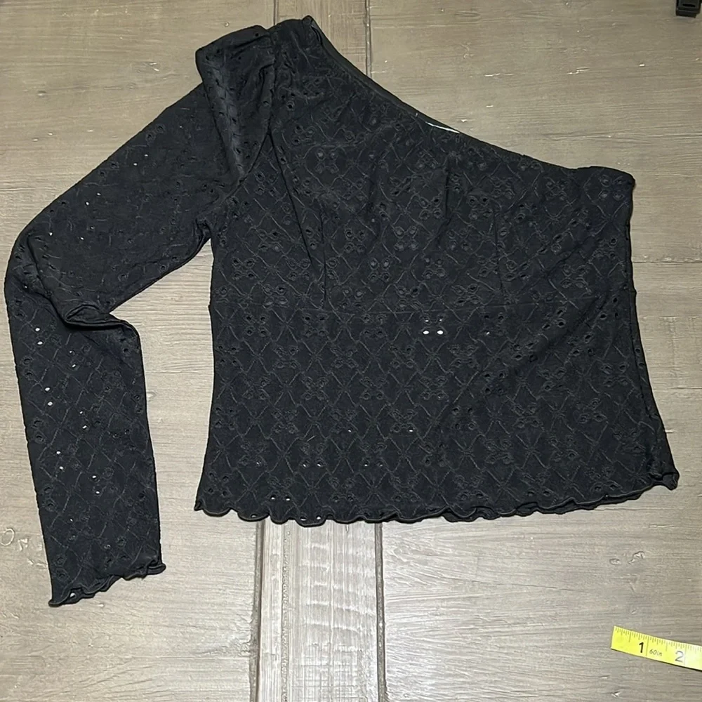 Good Luck Gem Black Asymmetrical Top new with tag